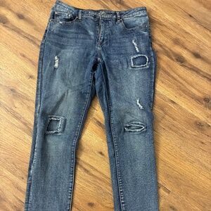 Tribal High Rise Patched Boyfriend Jeans